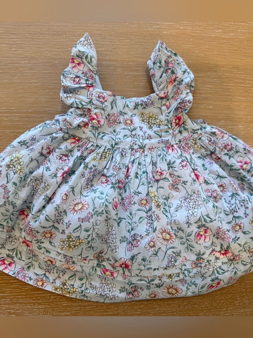 Janie and Jack Light Blue Baby Floral Sundress with matching Bloomers - 0-3 M